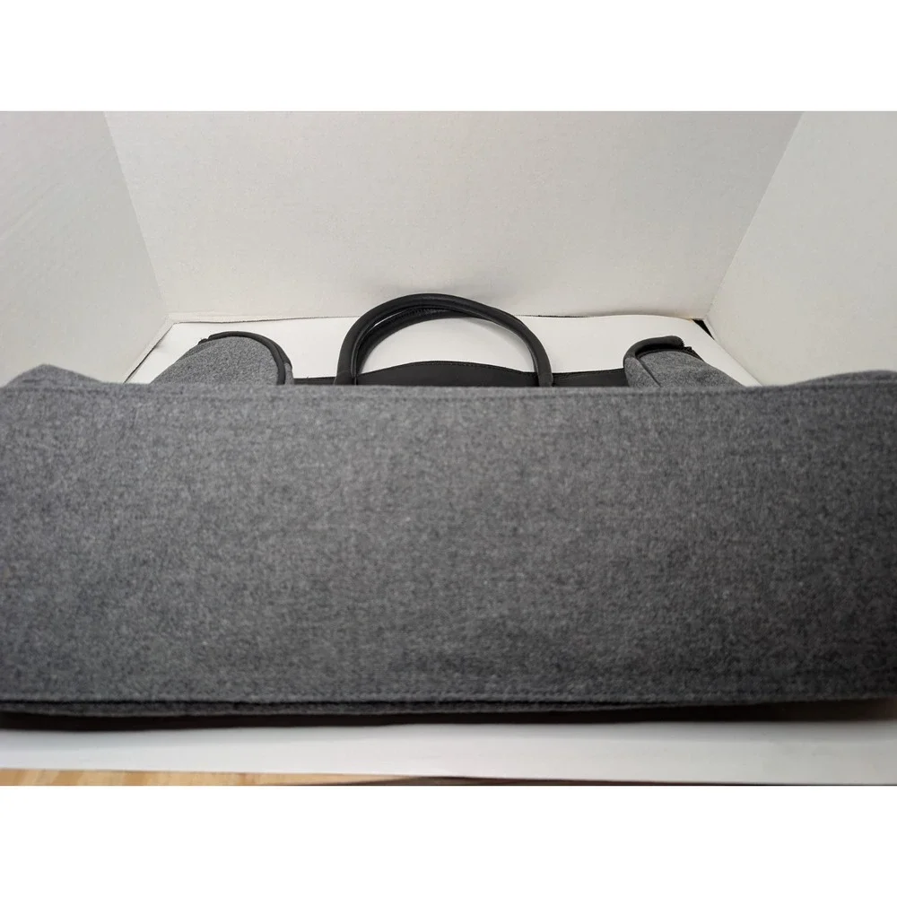 Hugo Boss Laptop Briefcase Bag Gray Felt Black Leather #ManOfToday Work Travel